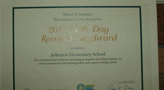 New Rochelle Jefferson School Proud Recipient Of Westchester County Earth Day Award